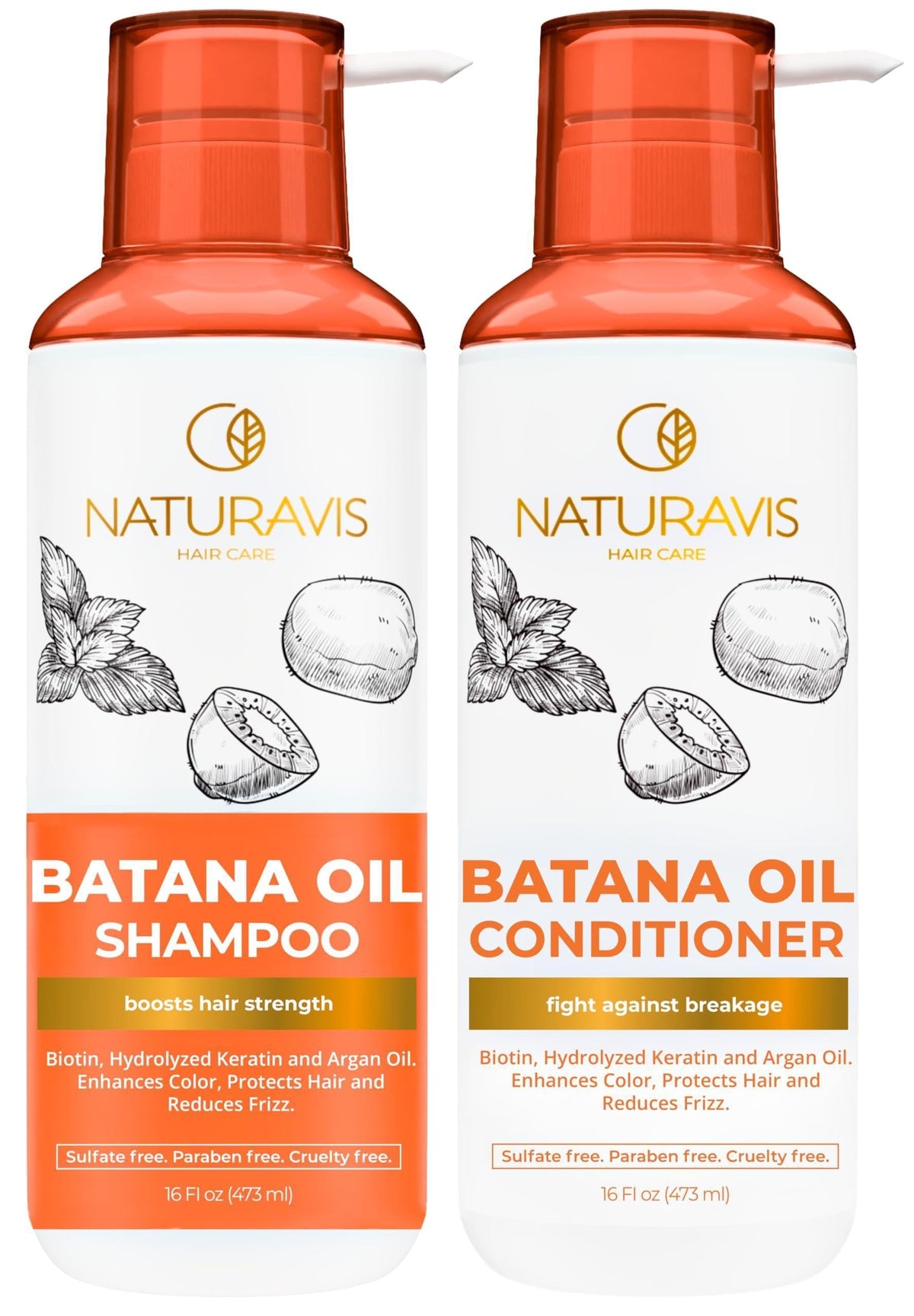 Batana Oil Shampoo and Conditioner Set 16 Fl Oz Set of 2 Sulfate Free Volumizing Formula for Fine Hair Thickening Salon Quality Paraben Free Blend for Thin Hair For Women and Men