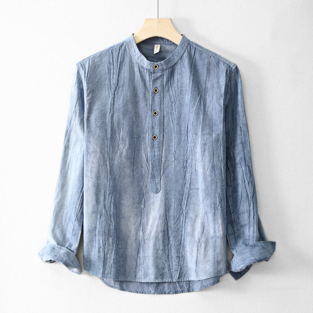 New Mens Ramie Minimalist Casual Shirt