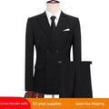 Mens Versatile Double-breasted Business-casual Suit