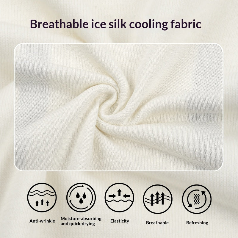 Mens Ice-Silk Cool-Feel Striped Crew-Neck Knitted Top