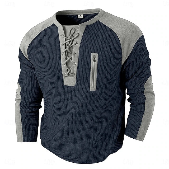 Mens Color-Block Long-Sleeve Sports Sweatshirt