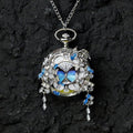 Couples Teal And Green Butterfly Animated Pocket Watch For Graduation Season