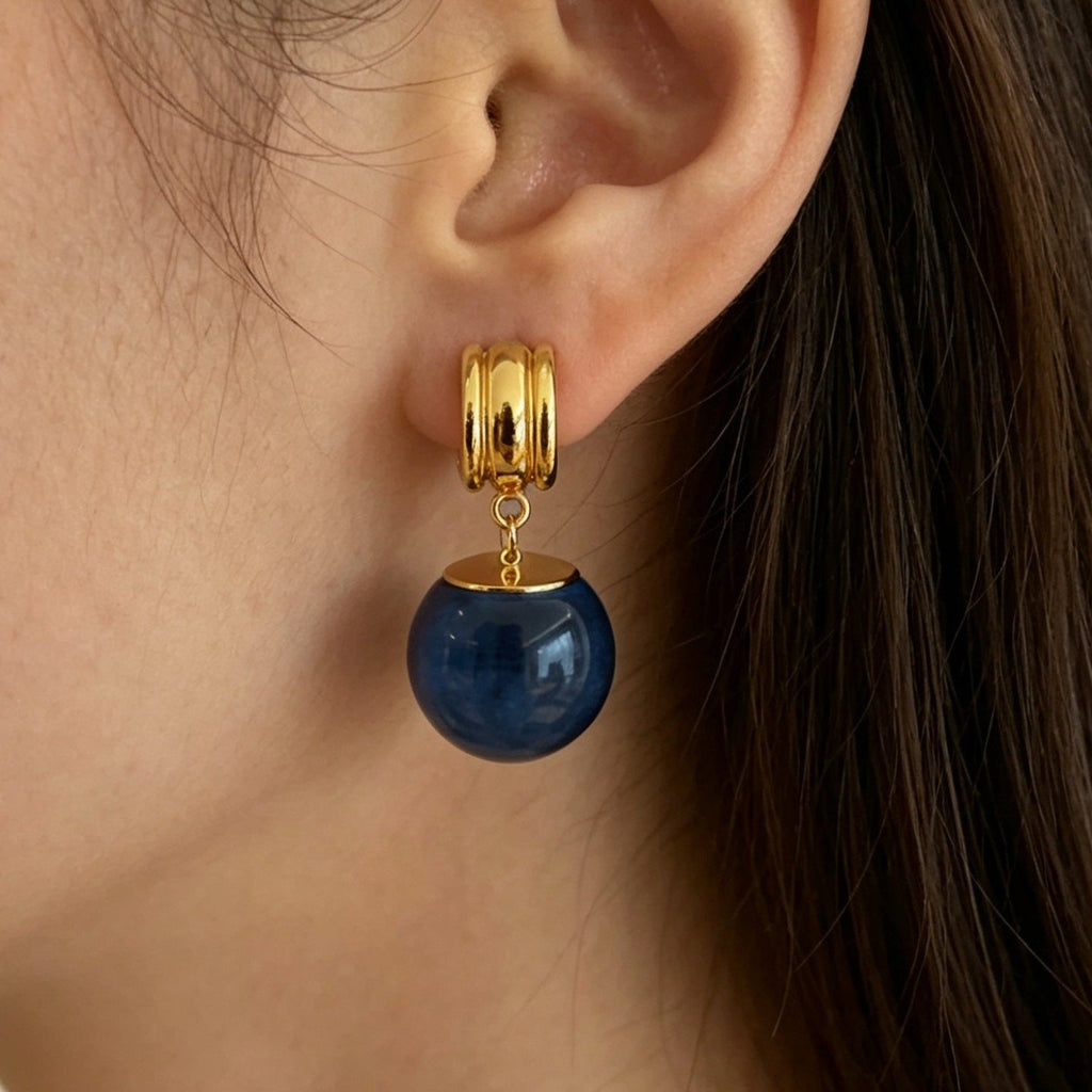 Monet Garden Colorful Crystal Ball C-Shaped Earrings French Style