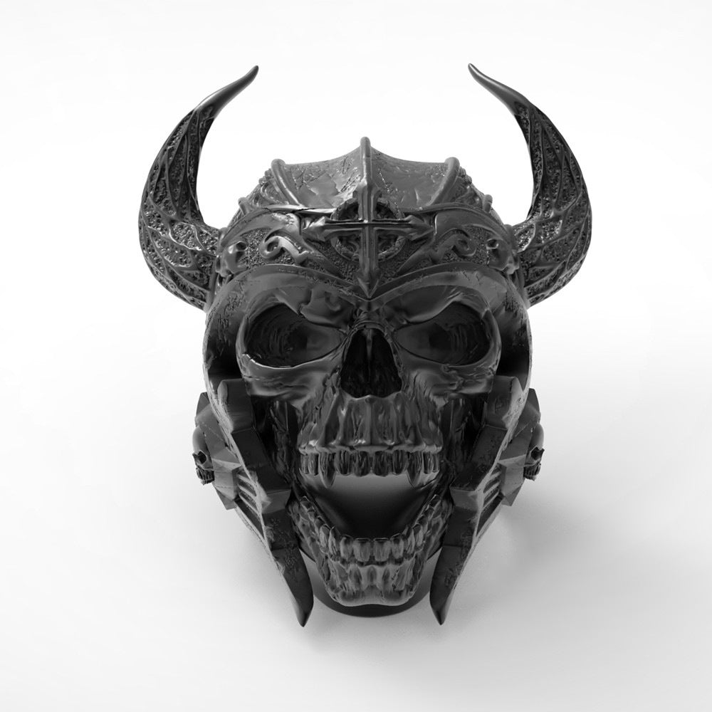 Exaggerated Personality Bull-horn Skull Ring