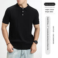 Mens Light-Luxury Rib-Knit Polo Shirt