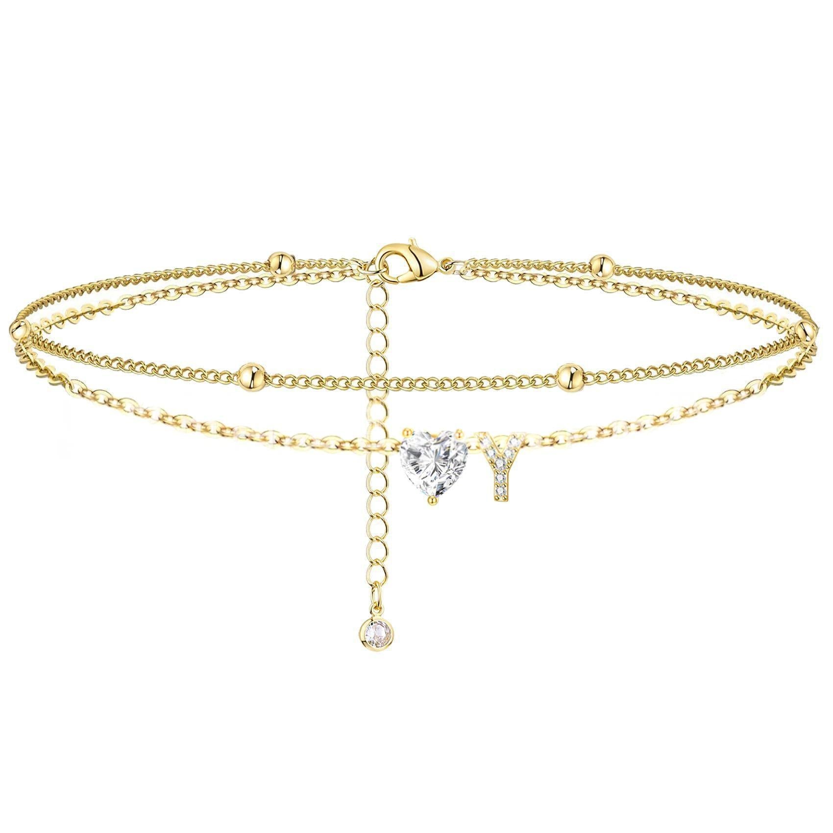 Womens Adjustable Delicate Versatile Double-layer Anklet Set