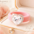 Silicone-inlaid Heart-shaped Zircon Ring