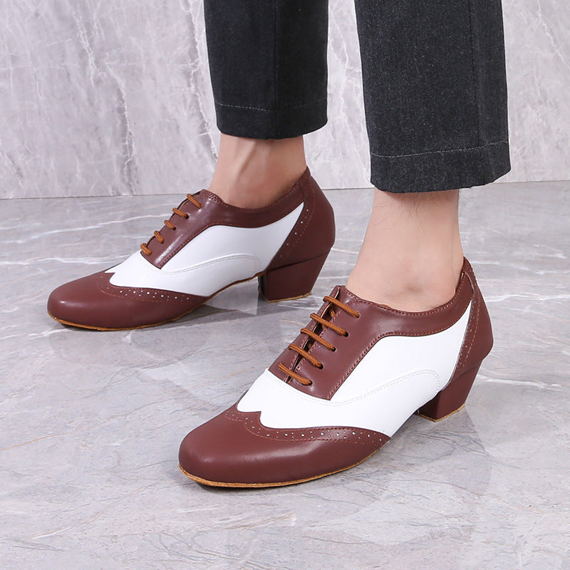 Leather Ballroom For Square Dancing And Latin Dancingsoft-soled Dance Shoes For Adults
