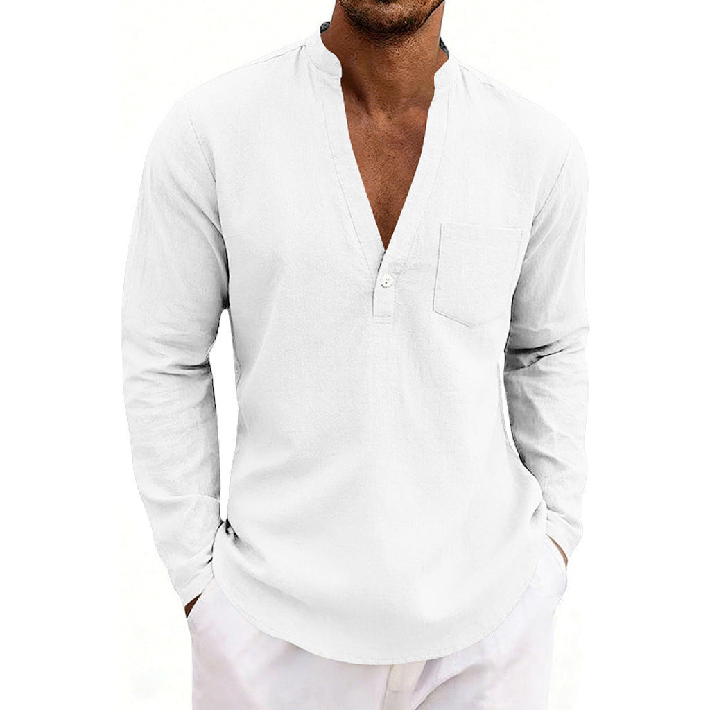 SpringAutumn Loose Linen Men's Casual Breathable Long-Sleeve