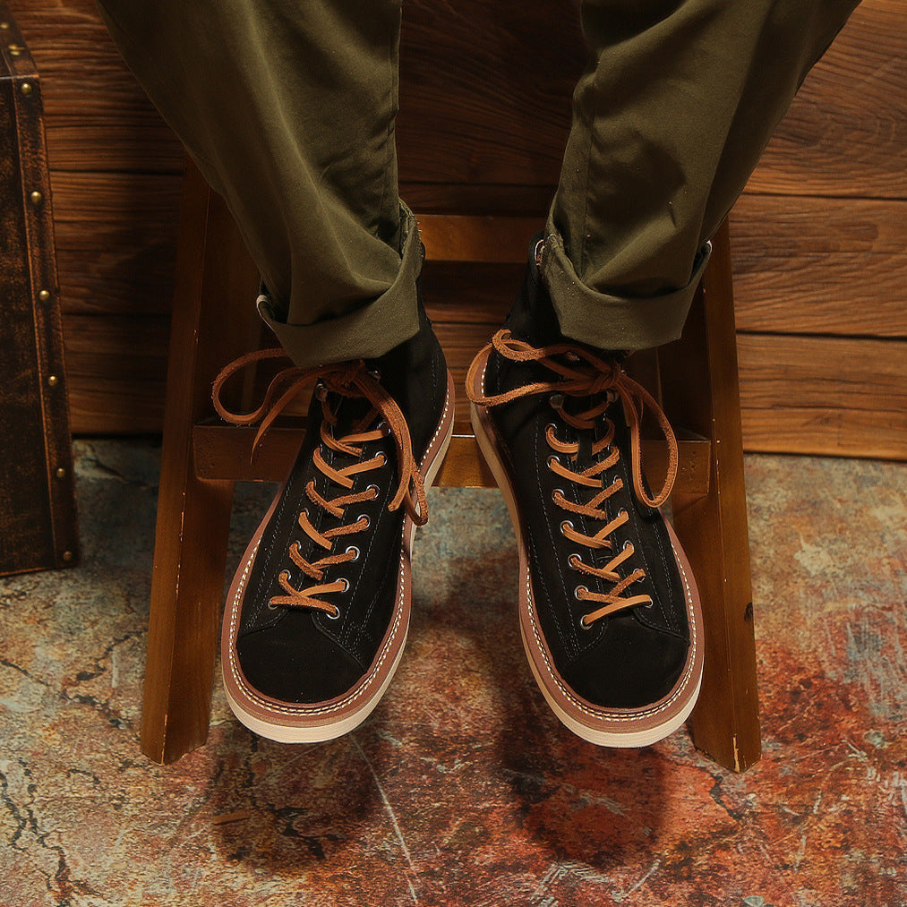 Platform Height-increasing Suede Vintage Breathable High-top Work Boots