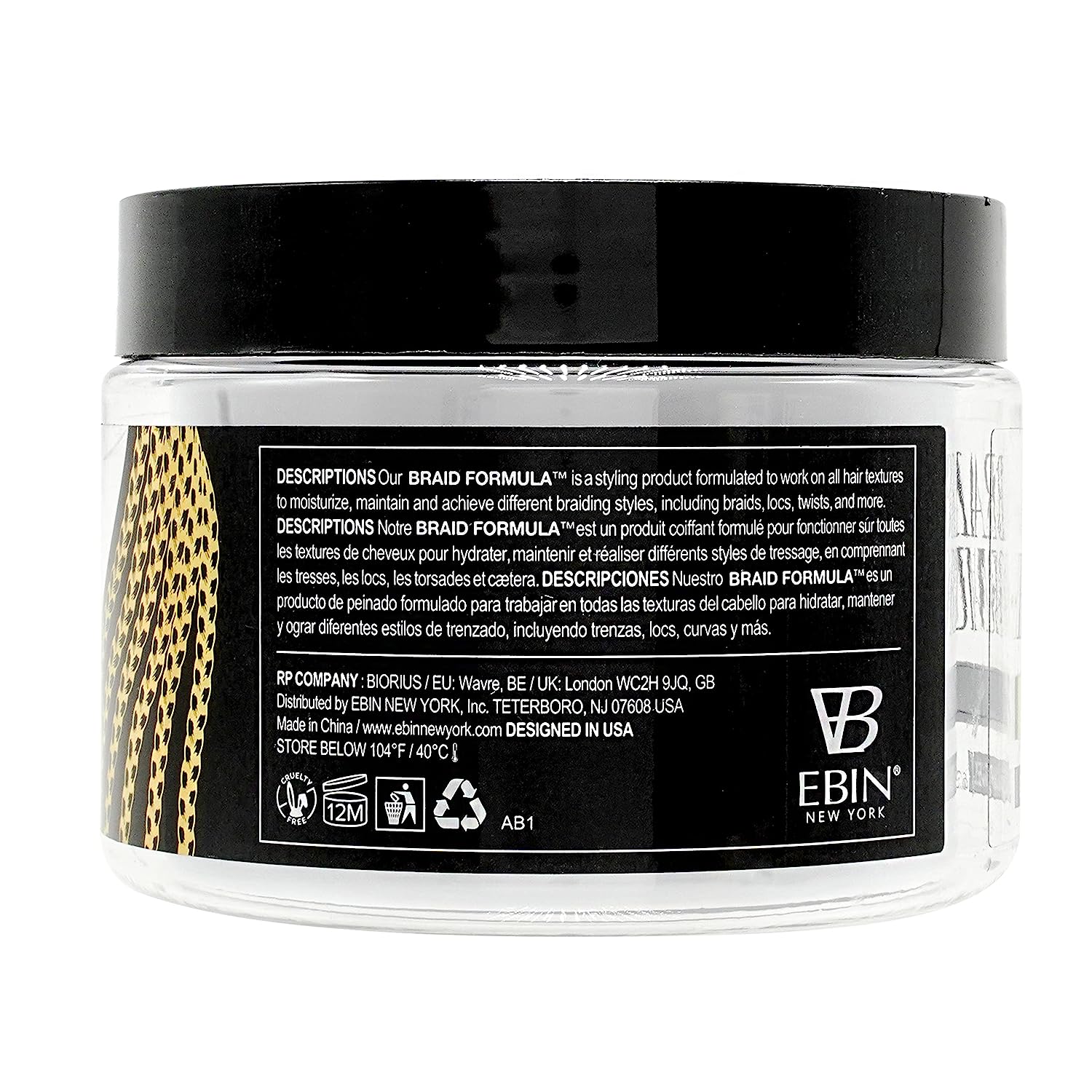 EBIN New York Braid Formula Conditioning Gel, Super Hold, 11 oz