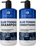 Blue Shampoo and Conditioner Set  16 Fl Oz Set of 2 Sulfate Free and Paraben Free Neutralizing Toner to Correct Orange Brassy Hair Back to Brunette Professional Formula For Women Men