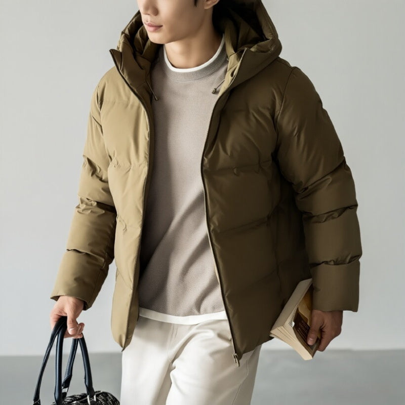 Mens Short Hooded Down Jacket Windproof Waterproof And Warm Coats