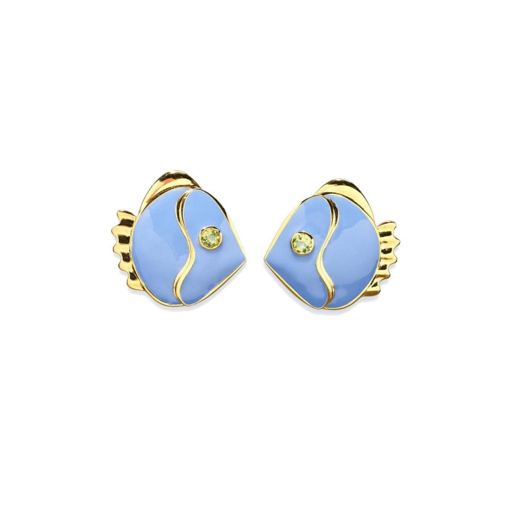 Retro Chic Blue Little Fish Earrings