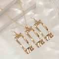 Elegant And Unique Brass Jewelry Set With Zircon Earrings And Necklace