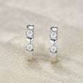 S925 Sterling Silver Heart Huggie Earrings, 0.1ct D-VVS1 Moissanite, Platinum Plated 5.6g Romantic Women's Jewelry Gift Box