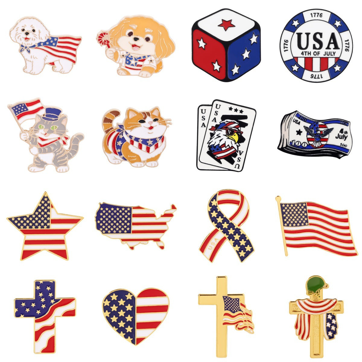 Independence Day-themed Metal Brooch Badge