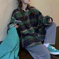 Koreanstyle SpringAutumn FleecLined Thickened Brushed Plaid Shirt For Women