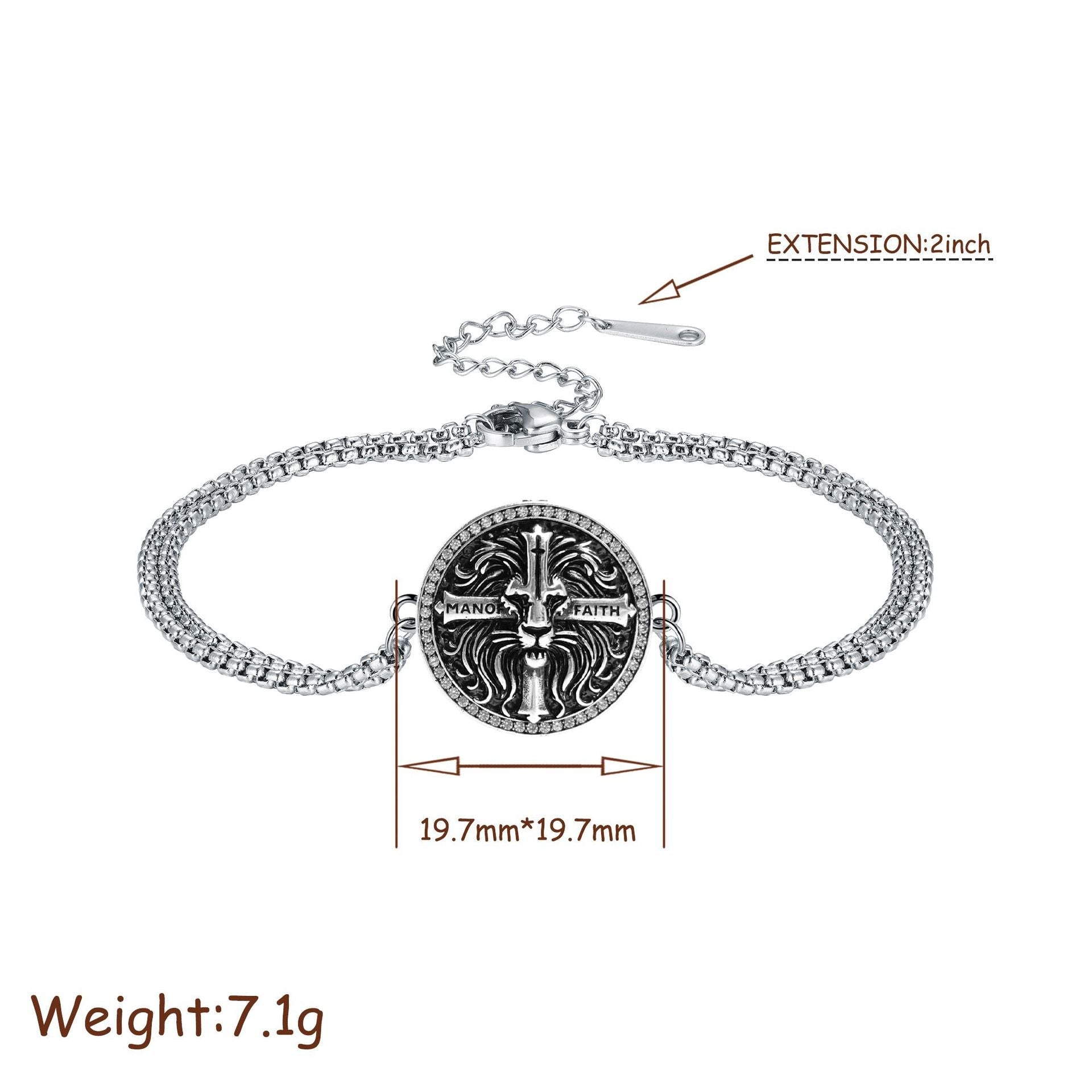 Retro New-style Round Cross Lion Bracelet