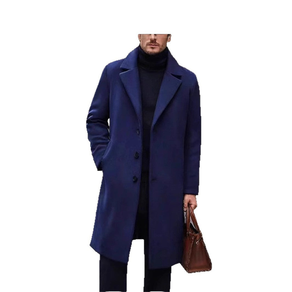 New Men's Casual Wool Coat Long Style