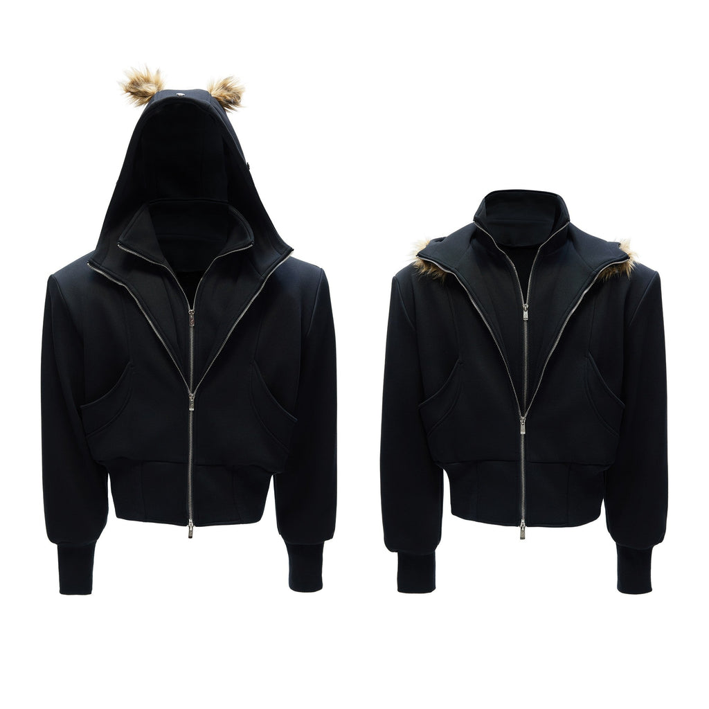 Fake Two-piece Hooded Sweatshirt Jacket For Winter