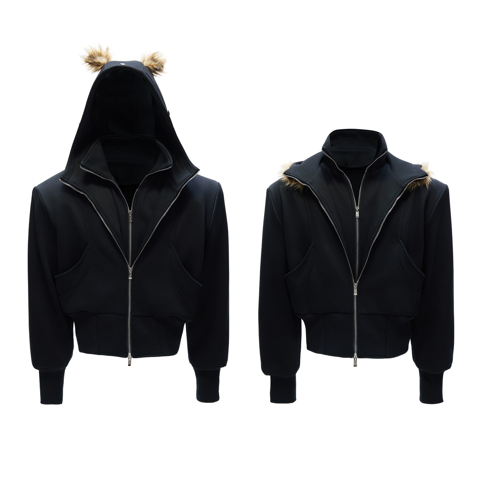 Fake Two-piece Hooded Sweatshirt Jacket For Winter