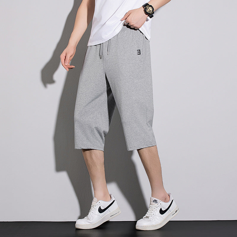 Summer New Mens Casual Ice-Silk Cropped Pants