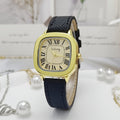 Retro Roman Dial Leather Strap Watch For Women
