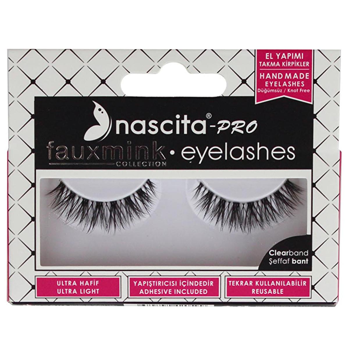 Nascita Pro Fauxmink False Eyelashes 090 - Easy to Apply, Comes with Adhesive, Enhances Eye Makeup