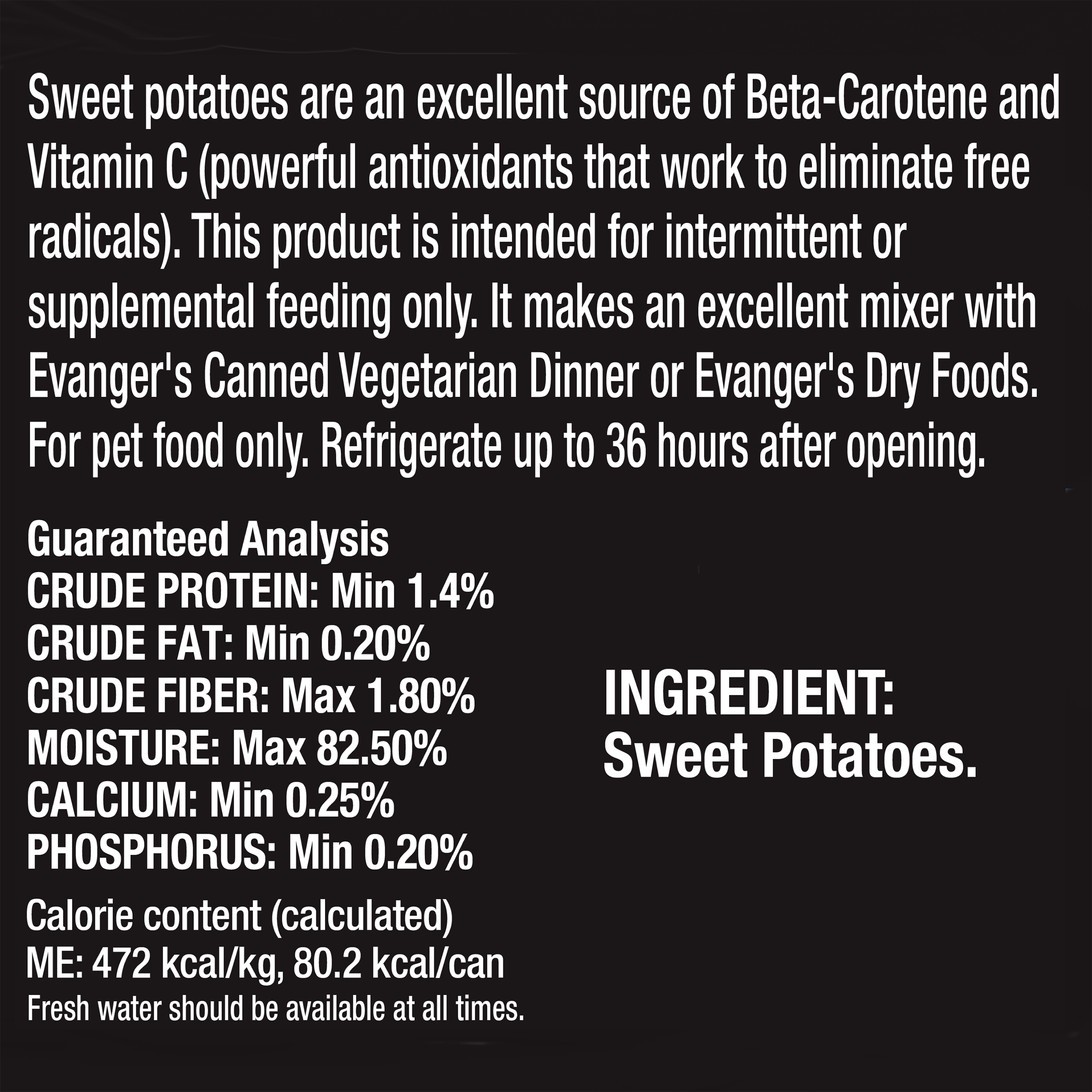 Evanger's Complements Grain Free All Life Stages Sweet Potato Wet Dog & Cat Can (12.5oz)