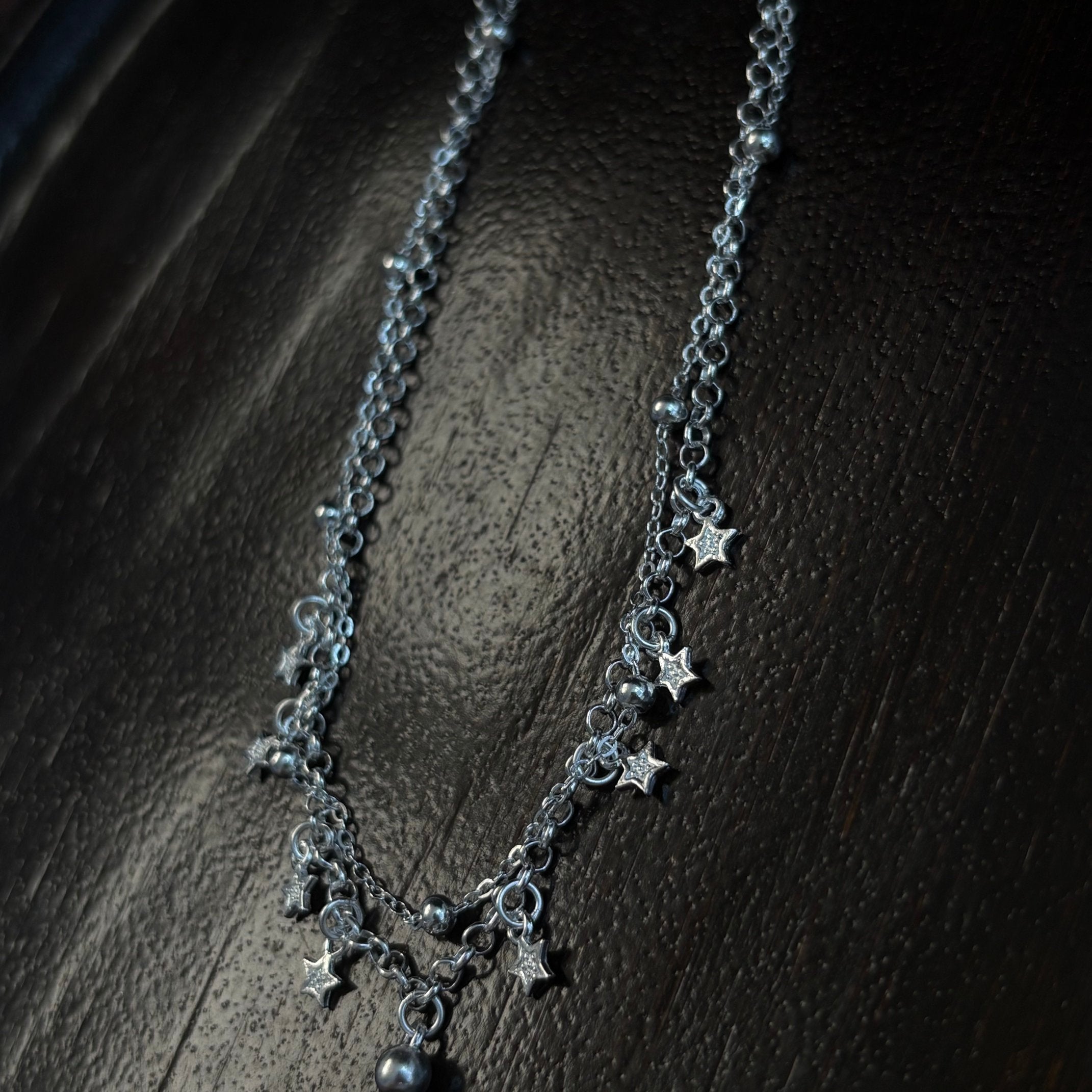1pc 999 Sterling Silver Double-Layer Star & Bead Anklet, Delicate Luxurious Style, Perfect For Daily Wear & Valentine's Gifts