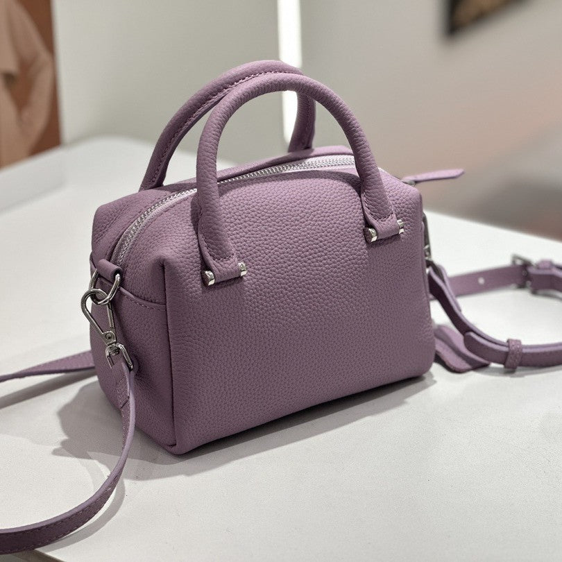 Custom Cross-Border Genuine Leather Women's Bag, New Style Handbag, Versatile Commuter Boston Bag, Single Shoulder Crossbody Bag