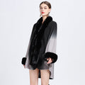 Rabbit Fur Collar Shawl Cape Knitted Cardigan Baggy Coat