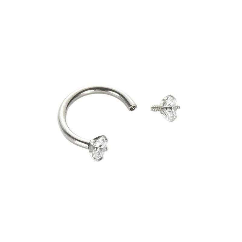 Piercing Jewelry Round Double-Zircon Nose Ring