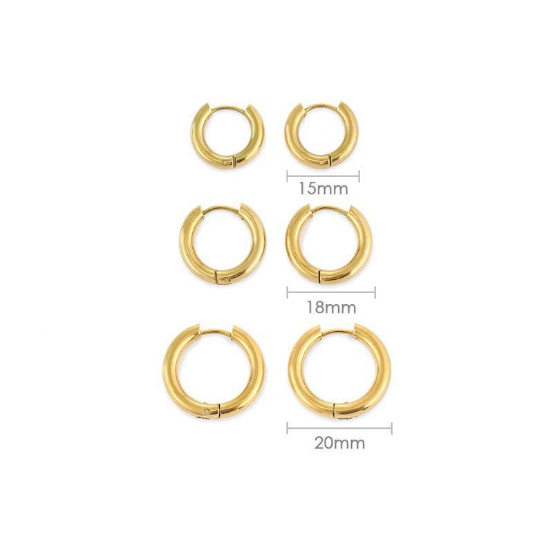 European And American Stainless Steel Hoop Earrings Minimalist Style