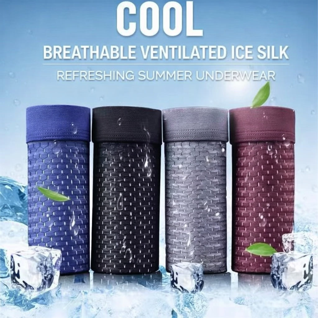 Men S Ice Silk Mesh Boxer Briefs  Breathable Ventilated Micro Mesh Underwear Lightweight Cooling Summer Trunks For Men