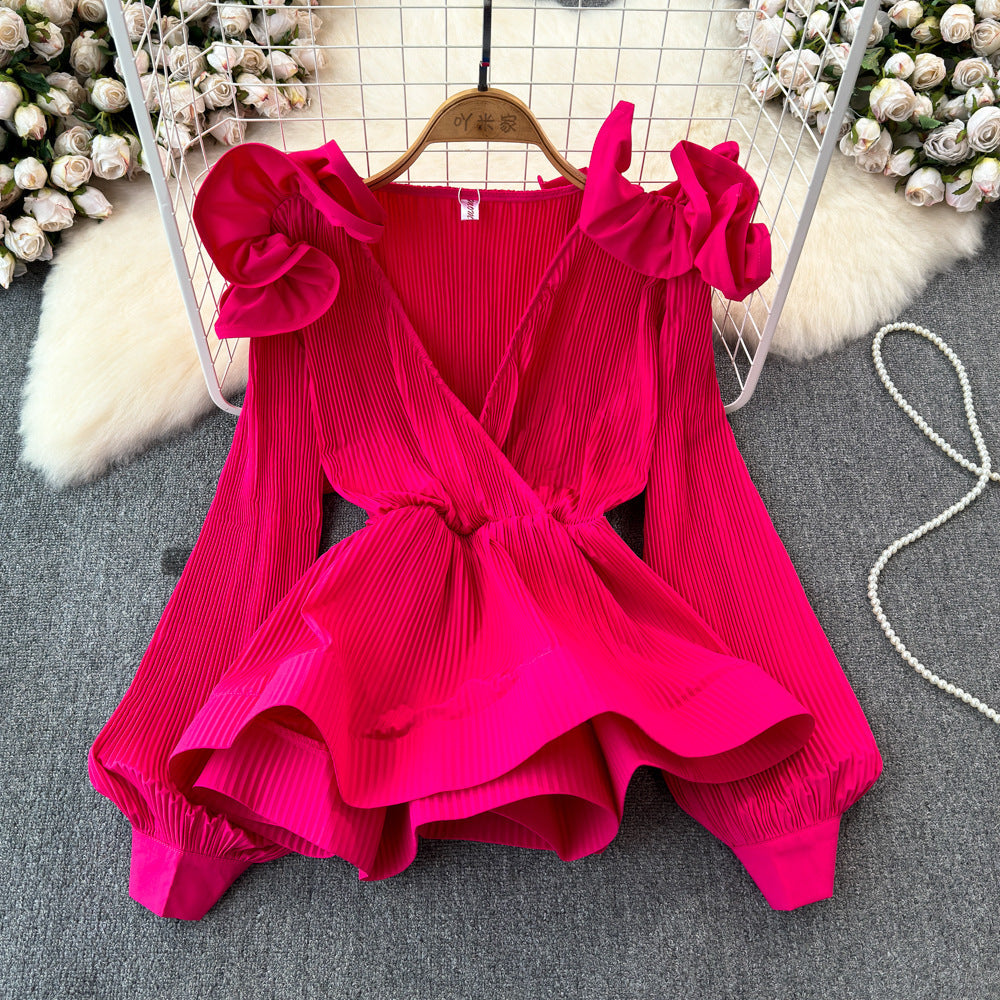 Ruffled-waist Blouse For Women Niche Style