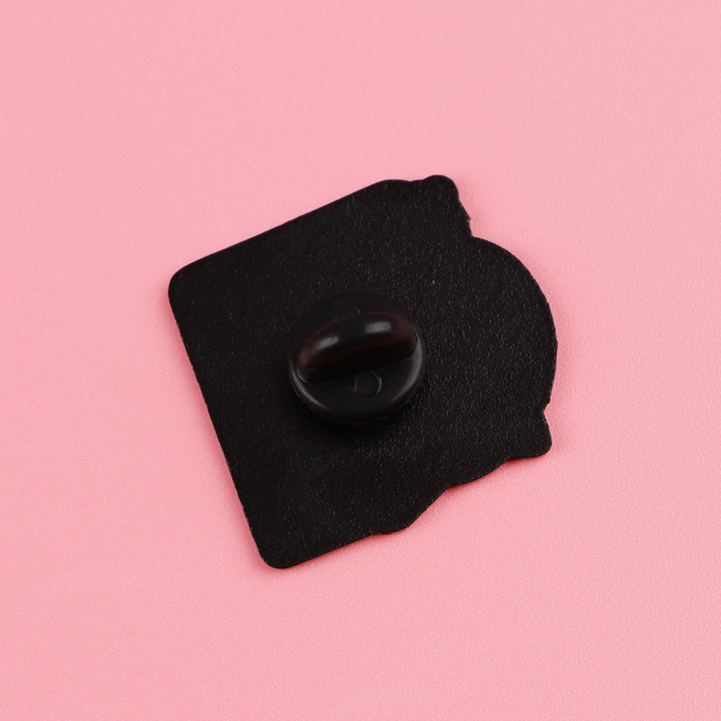Cute Cartoon Weighing Cat Metal Brooch Minimalist Design