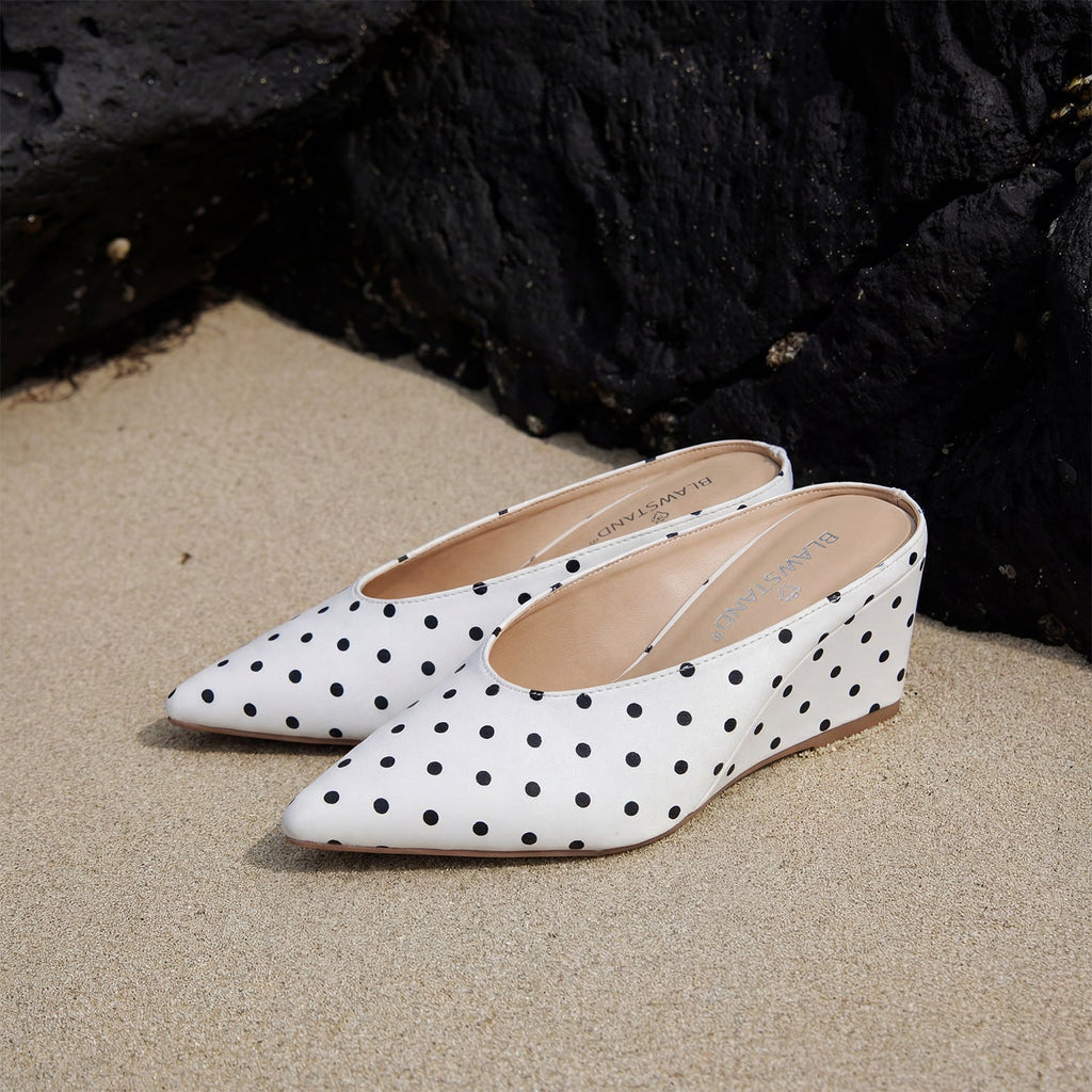 Elegant And Classic Polka-dot Wedge-pointed-toe Pumps