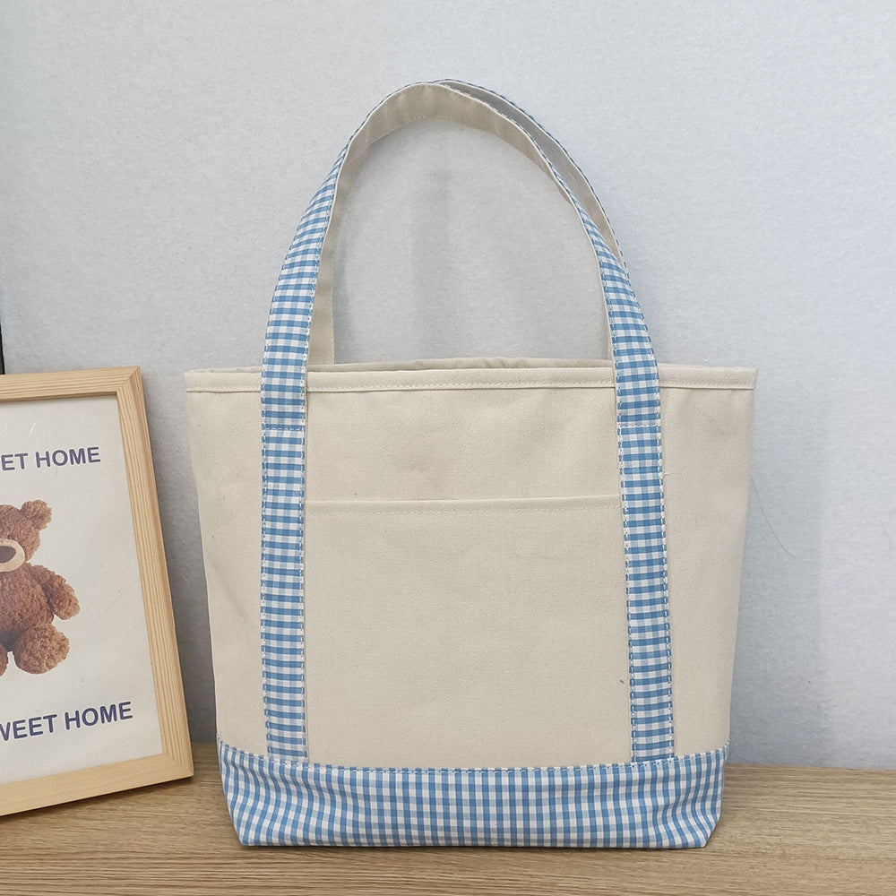Lattice Travel Large-capacity Color-spliced Thickened Handbag