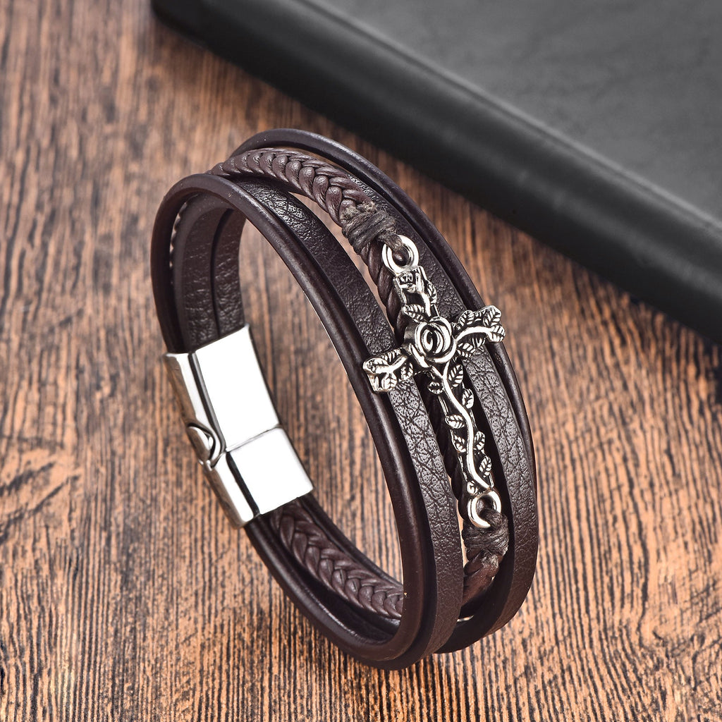 Retro Multi-layer Stainless Steel Creative Cross Bracelet