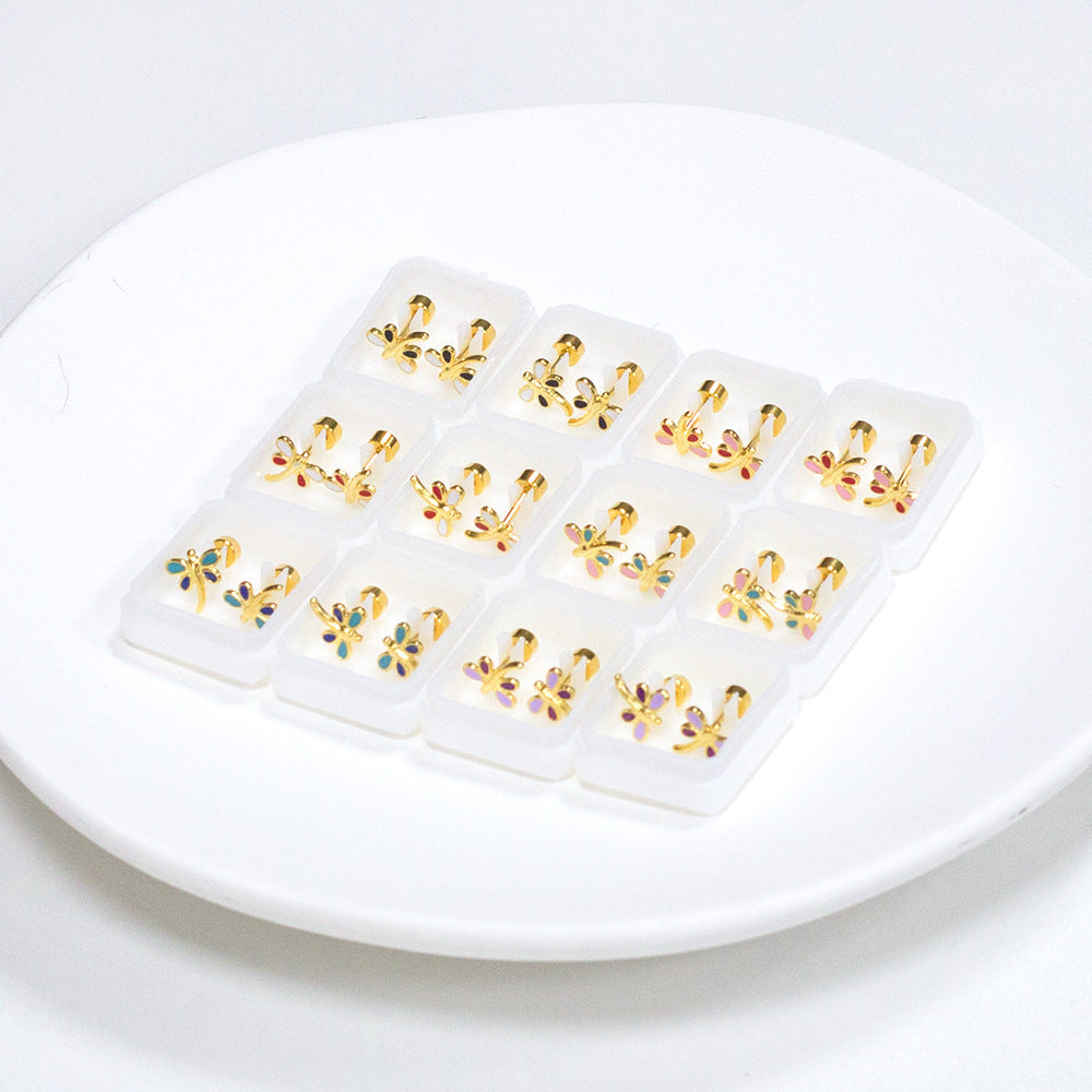 Cute And Sweet Crown-flower Earrings Stainless Steel Stud Earrings