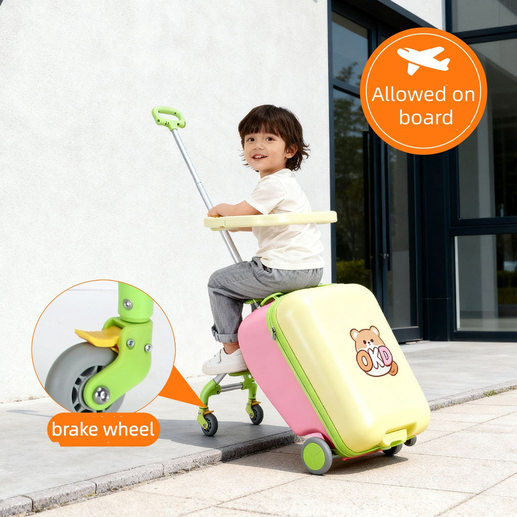 20 Inch Detachable Suitcase, Children's Riding Luggage, TSA Lock, Universal Wheels Multifunctional Lockable Rolling Suitcase, With USB Port, Suitable For Travel
