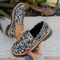 New Autumn Leather Belt-Buckle Patent Leather Leopard-Print Vintage Womens Shoes