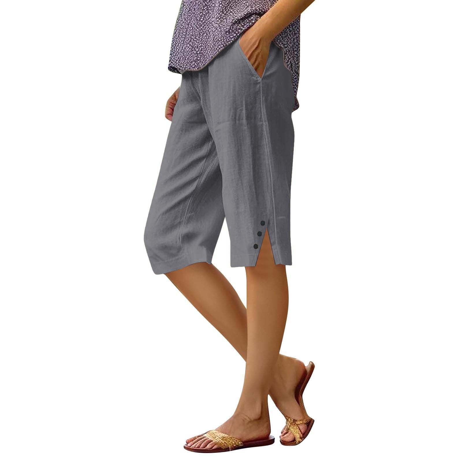 Casual Loose-fit Cotton-linen Drawstring Shorts With Pockets