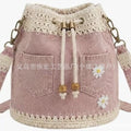 Womens Versatile Retro Denim Patchwork Crochet Bag