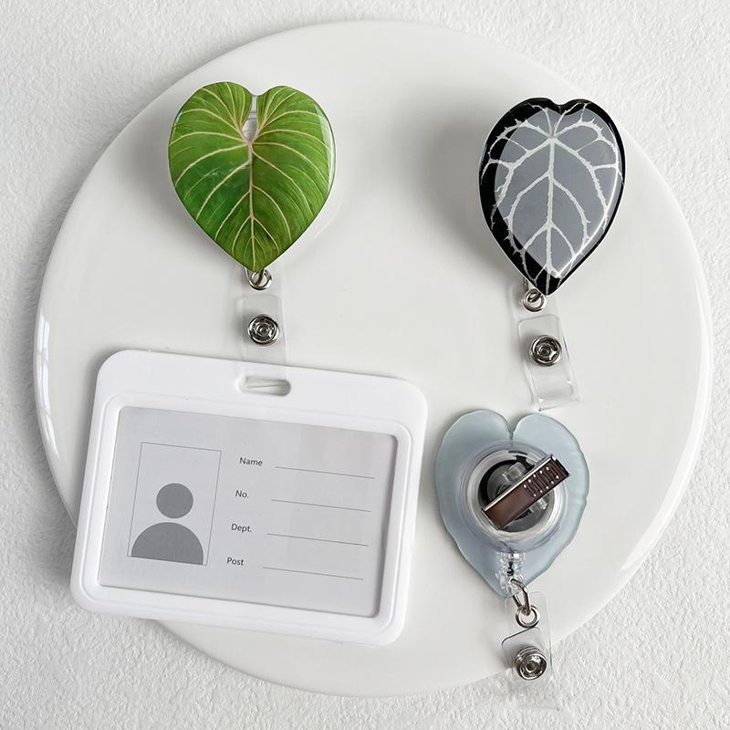 Rotating Leaf Acrylic Epoxy Work ID Badge Employee ID Card Alligator Clip