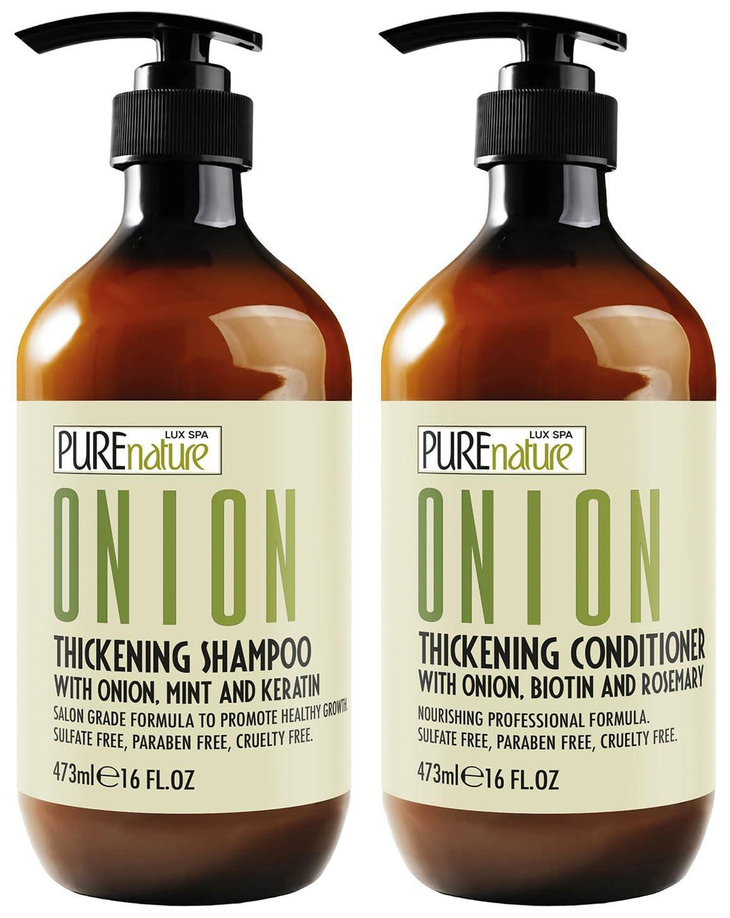 Onion Shampoo and Conditioner Set 16 Fl Oz Sulfate Free Thickening Formula for Men and Women Paraben Free Volumizing Set for Thin Fine Hair Volume Boosting Salon Professional Care Set of 2