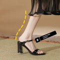 European And American Slippers Thick Heel Solid Color Fish Mouth Slingback Sandals