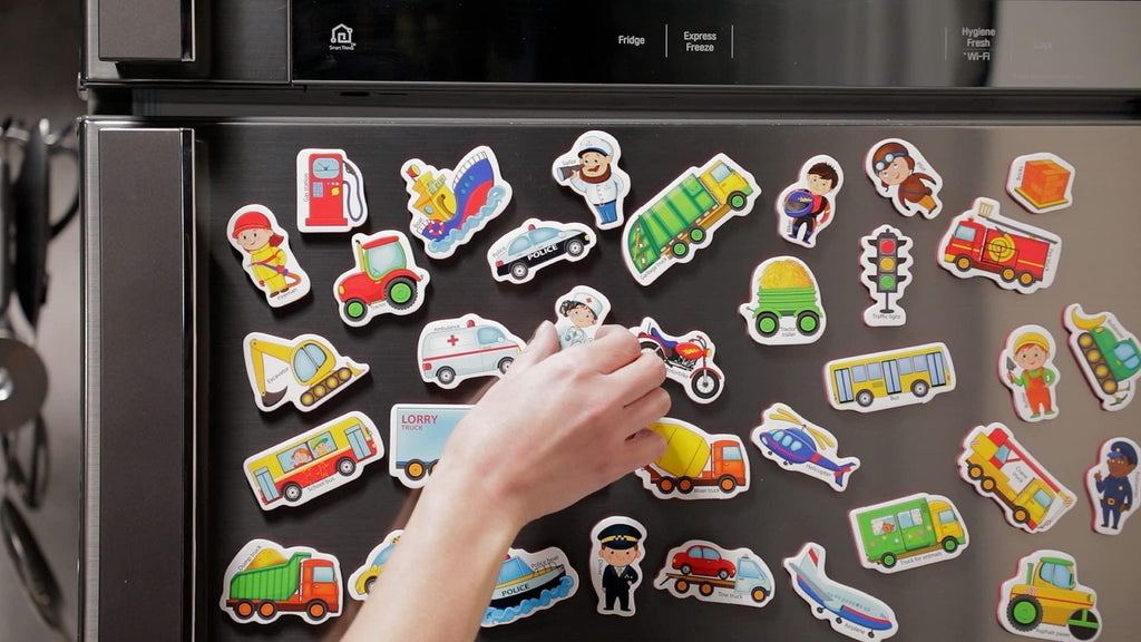 34 Foam Fridge Magnets for Toddlers 3 years Vehicles and Professions Magnets